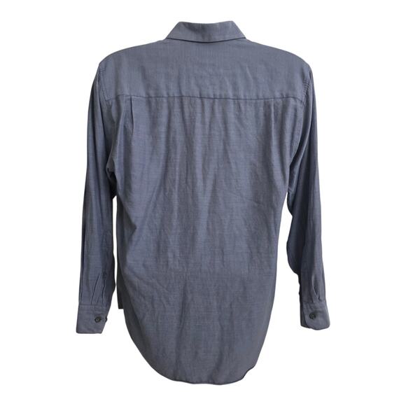 Perry Ellis Slate Gray 100% Cotton Long Sleeve Button Down Shirt Size 32/33 Soft - Picture 3 of 7